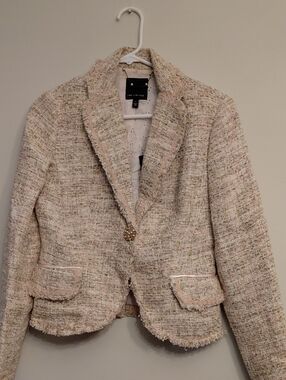 The Limited Pastel Tweed Frayed Trim Blazer